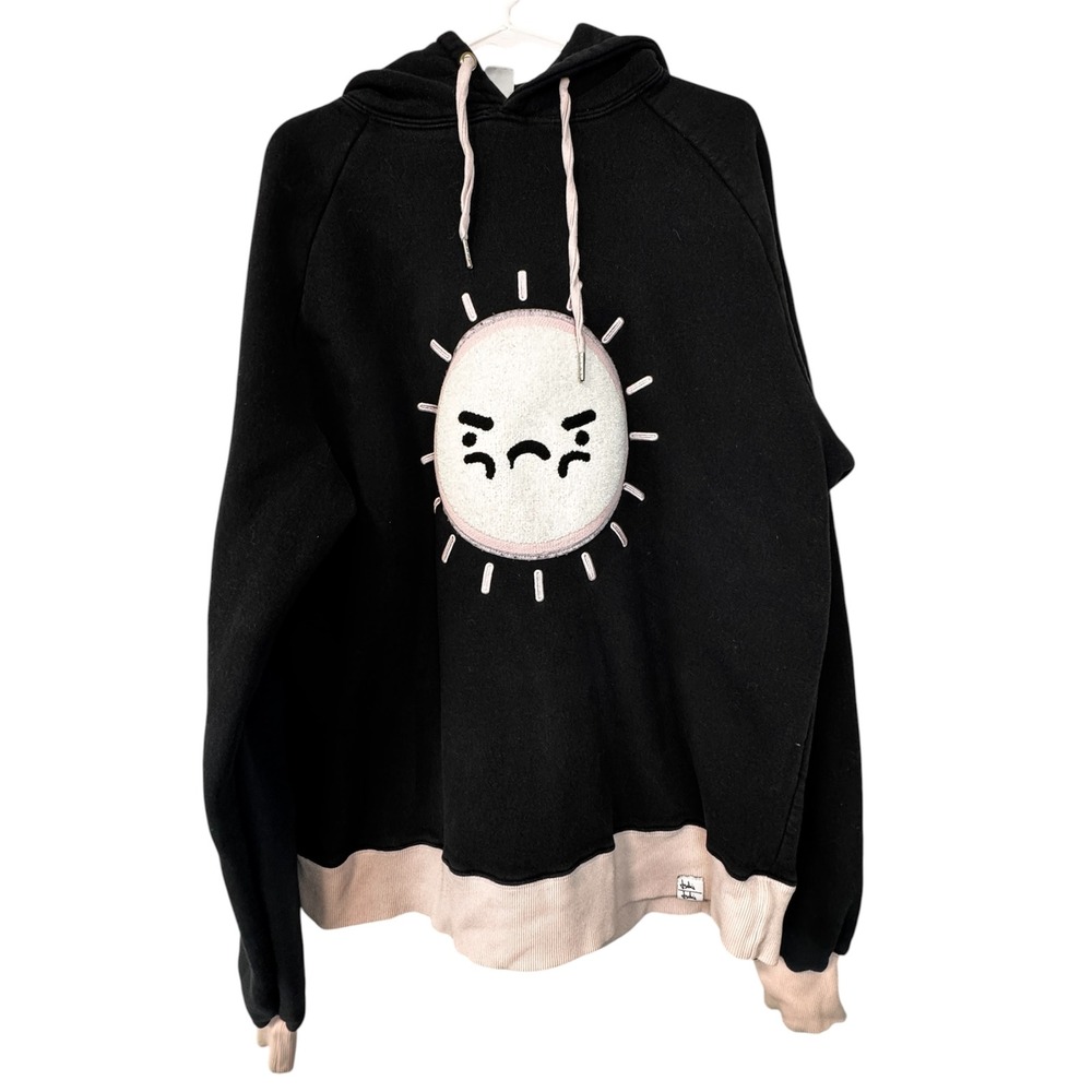 Tsuki Market PewDiePie Marzia Grumpy Sun Hoodie Black Pink Size L Made in Canada